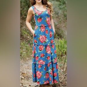 Matilda Jane Women's No End Floral Peony
Tiered Cotton Stretch Maxi Size Med